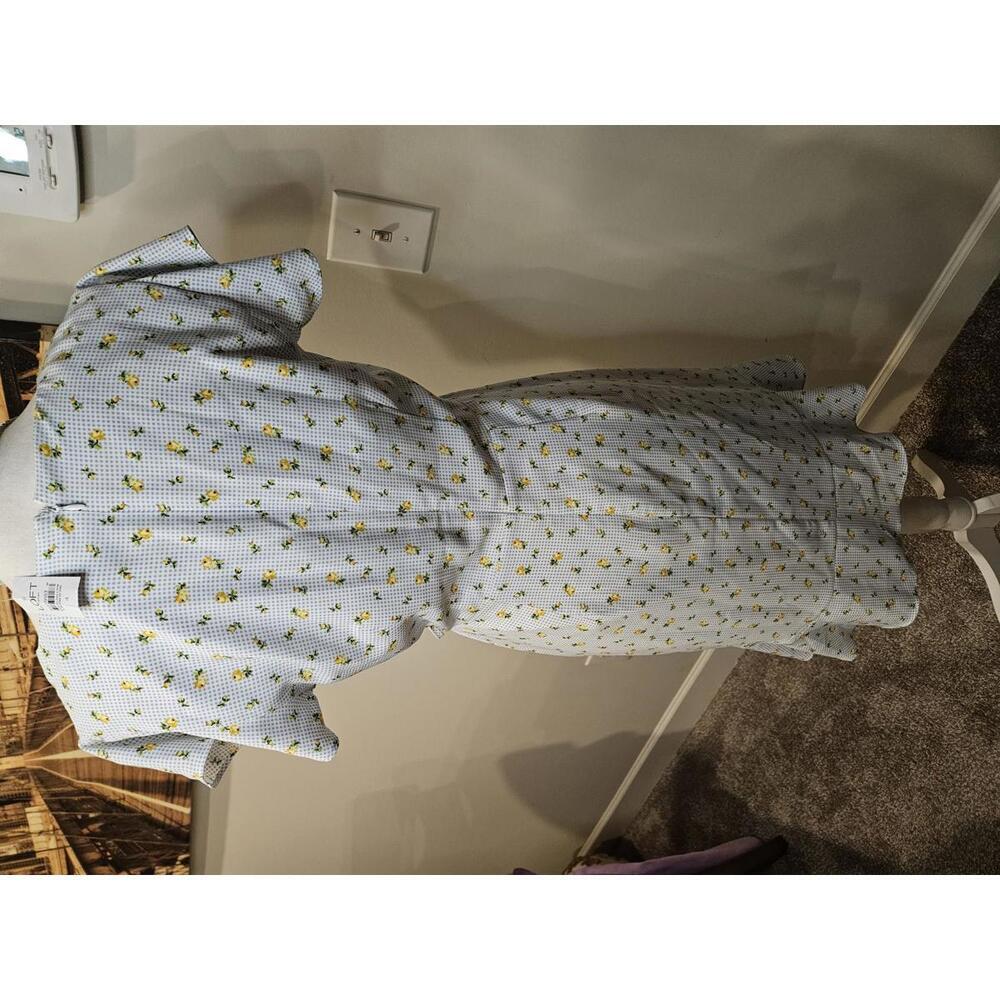 Nwt Loft Charming Floral Wrap Dress - Blue and Yellow #75 - Picture 4 of 10